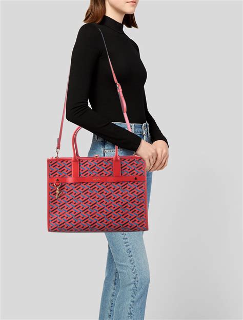 versace coated canvas monogram tote|versace designer totes for women.